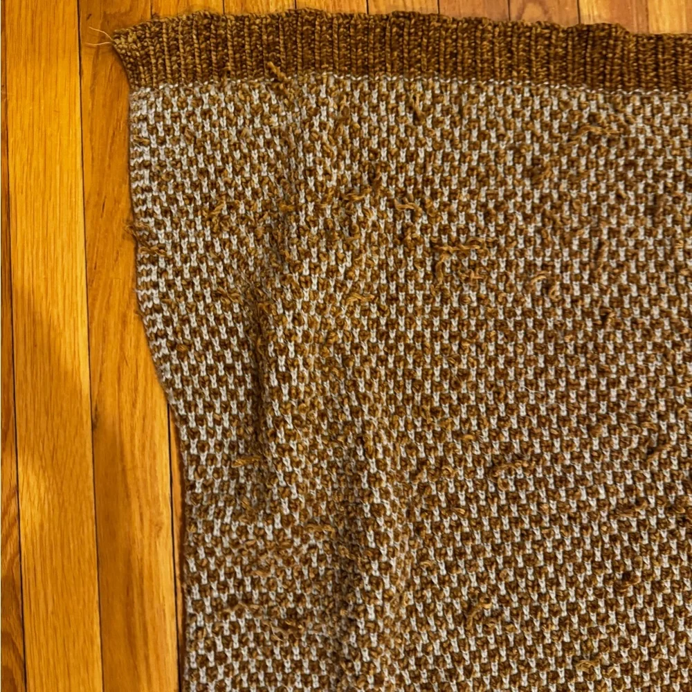 West Elm Chenille Throw Blanket Gold Yellow White 50 In X 60 In Polyester